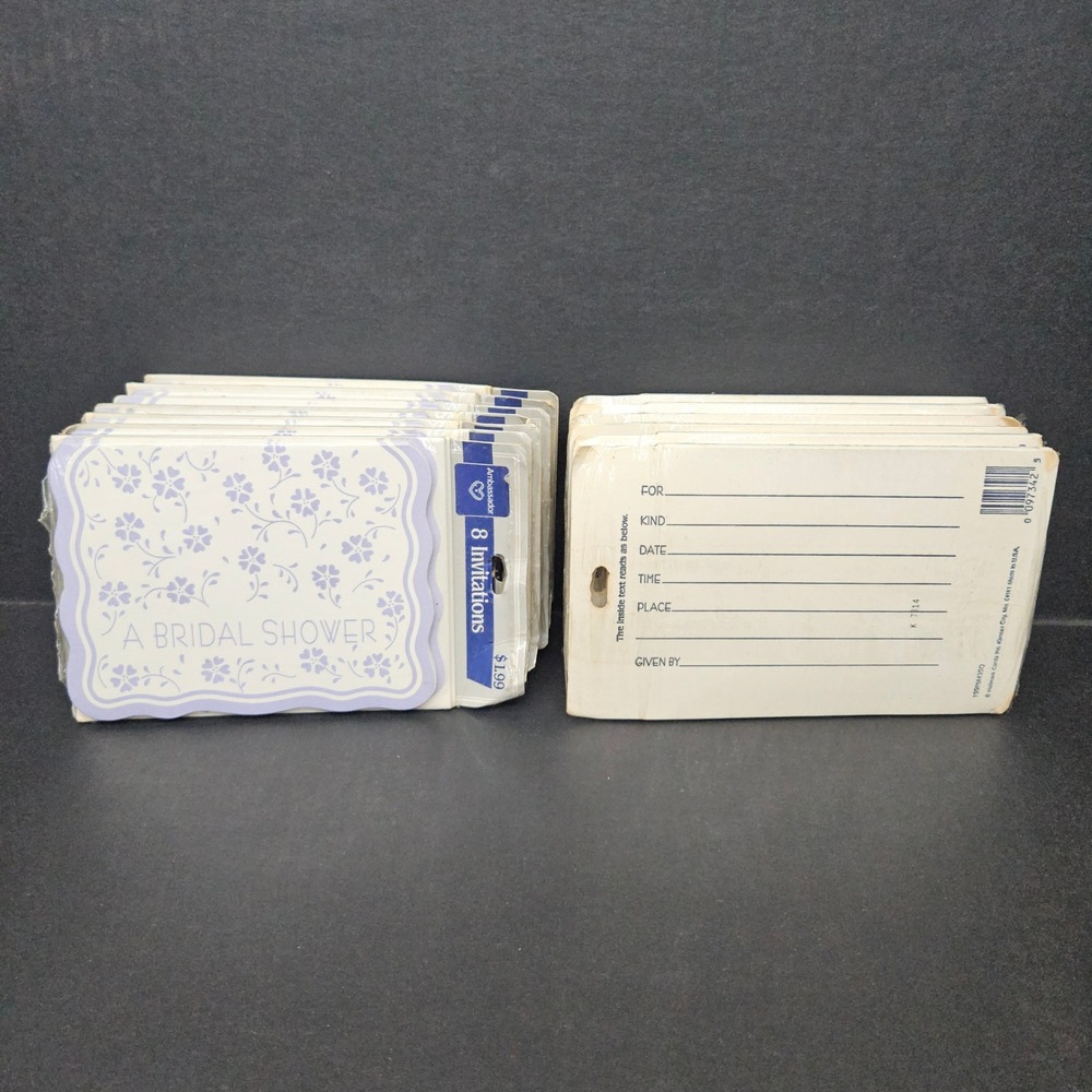 Ambassador Bridal Shower Invitations Purple Floral Scalloped 13 Packs Total 104